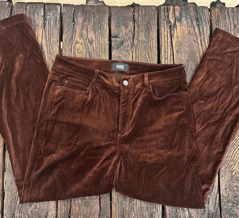 PAIGE Velvet straight leg Pants Women’s 29 Chicory Coffee Brown NWOT